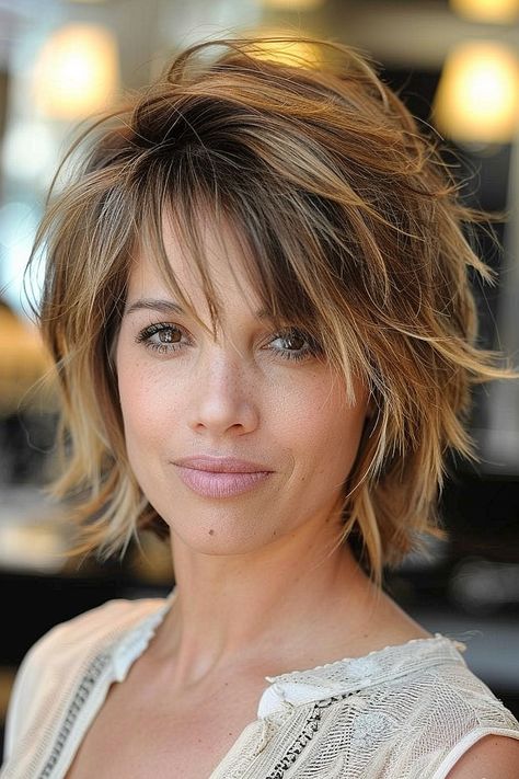 Flattering Haircuts for Women with Fine Hair Volume On Top Hairstyles, Layers For Fine Hair, Bobs With Layers, Short Bob Hair, Choppy Bob Hairstyles For Fine Hair, Flattering Haircuts, Haircuts For Medium Length Hair, Shaggy Short Hair, Layered Haircuts For Medium Hair