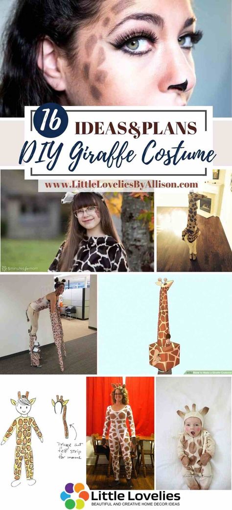 One of the best animals to dress up as in a giraffe, the costume might seem a bit complicated to make, but certain creative folks have been able to craft simple giraffe costumes that you can rock for Halloween. After doing in-depth research, I was able to round up this list containing a couple of DIY giraffe costume ideas that you can make for adults, kids, and even toddlers. #costume #giraffe Giraffe Costume Diy Kids, Diy Zoo Animal Costume Women, Giraffe Diy Costume, Girraffe Costume, Safari Animal Costumes Women, Diy Giraffe Costume Women, Diy Giraffe Costume Kids, Giraffe Costume Women, Easy Animal Costumes