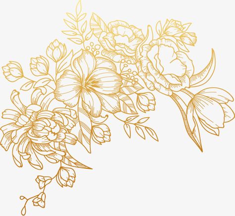 Vector,Hand Painted,Golden,Flowers,painted vector,golden vector,flowers vector Gold Drawing, Engraved Flower, Graphic Design Background Templates, Golden Flower, Vector Flowers, Wedding Floral, Flower Images, Flower Backgrounds, Lotus Flower Tattoo