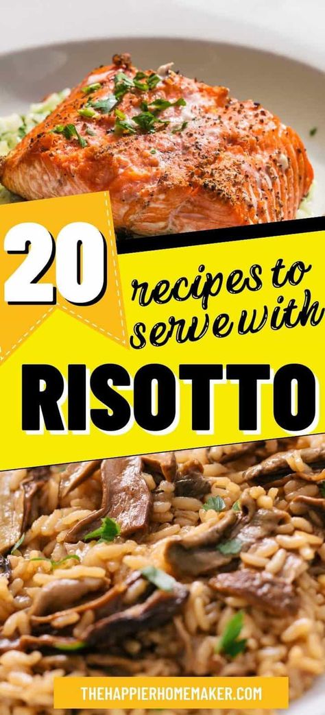 Risotto is a versatile side dish that can be served with many main courses. Here are 20 of our favorite recipes to serve alongside risotto. What To Make With Risotto, Lamb Risotto Recipes, What To Pair With Risotto, What Goes With Risotto, What To Eat With Risotto, What To Serve With Mushroom Risotto, Meals With Risotto, Recipes With Risotto, Italian Risotto Recipes