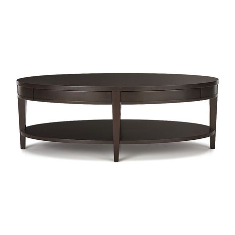 Shop Colette Oval Coffee Table with Drawers. Designed by Blake Tovin, the Colette Oval Coffee Table with Drawers is a Crate and Barrel exclusive. Round Black Coffee Table, Tufted Ottoman Coffee Table, Coffee Table Crate And Barrel, Sectional Coffee Table, Log Coffee Table, Upholstered Coffee Tables, Coffee Table Pictures, Marble Tables, Black Coffee Table