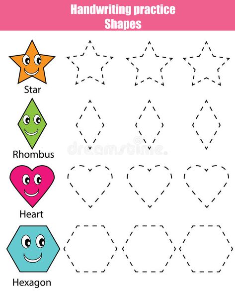 Nursery School Activities, Playgroup Activities, Shapes Printable, Shapes Worksheet Kindergarten, Kids Handwriting Practice, Shape Coloring Pages, Fun Worksheets For Kids, Tracing Lines, Kids Handwriting