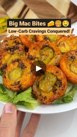 26K views · 4.8K reactions | Big Mac Bites 🧀🍔
Craving that classic Big Mac taste without all the carbs? Dive into these cheesy, savory bites that pack all the flavor in a low-carb delight! Perfect for a quick snack or party appetizer. 🤤

What You Need:
🧀 Shredded cheddar
🍔 Hamburger meat
🥒 Pickles
🧅 Onions

How to Make Them:
1️⃣ Add cheddar to a greased muffin tin. Layer with hamburger meat, pickles, onions, and top with more cheddar.
2️⃣ Bake at 400°F (200°C) for 20 minutes.
3️⃣ Cool until firm, then enjoy!

Mac Sauce Recipe:
🥄 3/4 cup mayonnaise
🌭 1 tbsp mustard
🥒 2 tbsp chopped dill pickles
🍋 1 tbsp white vinegar
🧅 1 tbsp chopped onions
🍬 2 tsp sweetener
🌶️ 1/2 tsp smoked paprika

✨ Pro Tips:
🧁 Silicone molds make removal easy.
🥄 Greek yogurt can replace mayo for those w Big Mac Bites, Mac Bites, Afternoon Cocktails, Irick Wiggins, Pickles Onions, Mac Sauce Recipe, Meaty Meals, Mac Sauce, Keto Appetizers