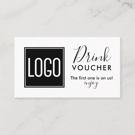 Corporate Drink Voucher Company Logo Promo Business Card - Sympathy Tokens gifts Drink Voucher, Drinks Logo, Corporate Business Card, Personal Logo, Business Card Size, Promote Your Business, Logo Icons, Stationery Supplies, Card Templates