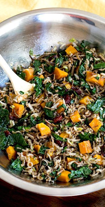 Wild Rice and Butternut Squash Salad with Maple Dressing | gluten-free, vegan Wild Rice Butternut Squash, Rice And Butternut Squash, Salad With Maple Dressing, Vegan Butternut Squash Recipes, Leftover Rice Recipes, Maple Dressing, Wild Rice Recipes, Maple Balsamic, Butternut Squash Salad