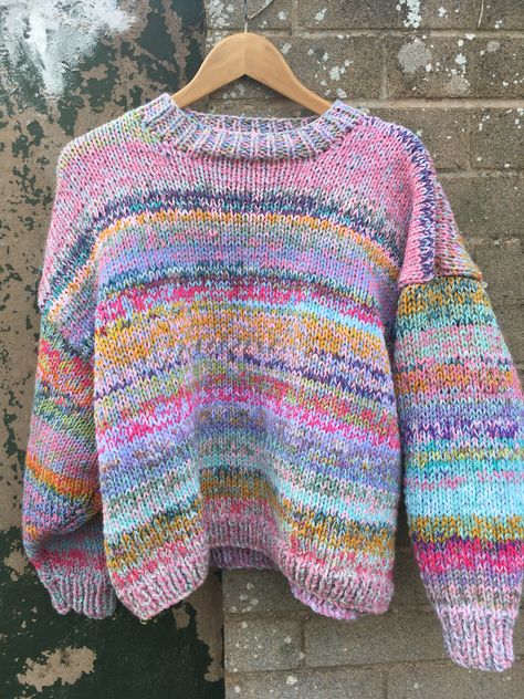 Scrap Sweater Knit, Scrappy Sweater, Multicolored Sweater, Pull Mohair, Work Sweaters, Scrap Yarn, Yarn Sweater, Hippie Style Clothing, Quirky Fashion