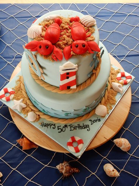 Lobster Cake Ideas, Lobster Cakes Birthday, Lobster Birthday Cake, Lobster Birthday, Clam Bake Party, Lobster Cake, Lobster Party, Pokemon Birthday Cake, Lobster Design