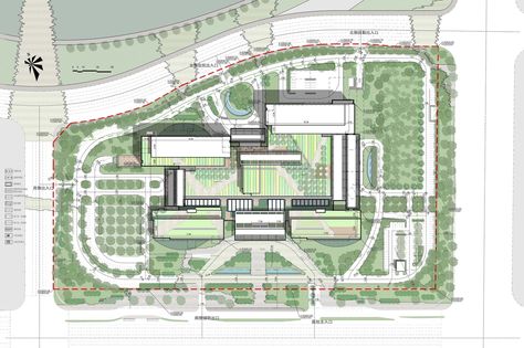 Gallery of Hefei BOE Hospital / HKS - 32 Green Building Concept, Hospital Floor Plan, Site Development Plan, Site Plan Design, Hospital Plans, Architecture Site Plan, Conceptual Model Architecture, Architecture Design Presentation, Hospital Architecture