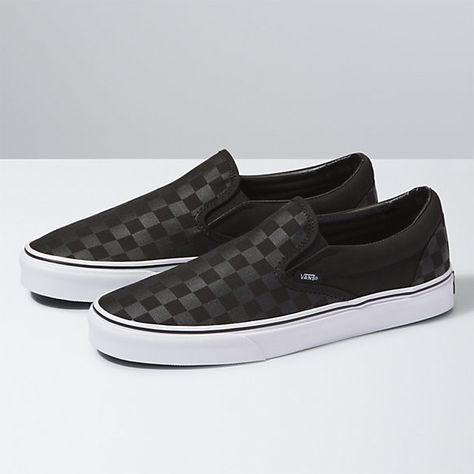 Checkerboard Slip-On | Vans CA Store Black Checkered Vans, Shopping Items, Slip On Vans, Checkered Vans, Sneakers Fashion Outfits, Black Checkered, Vans Slip On, Black On Black, Leather Shoes Woman