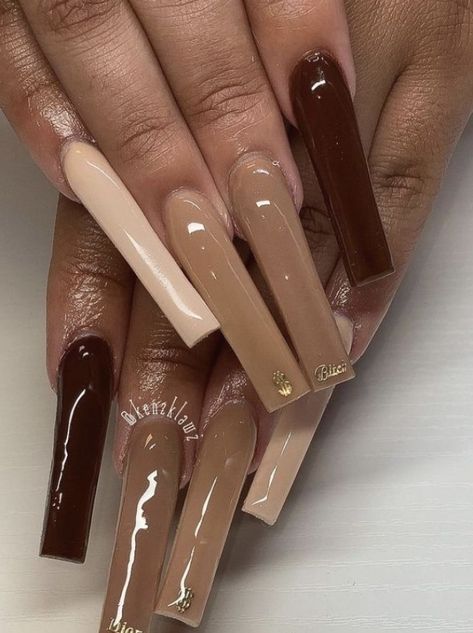 Square Acrylics, Brown Acrylic Nails, Drip Nails, Edgy Nails, Classy Acrylic Nails, Exotic Nails, Long Acrylic Nails Coffin, Acrylic Nails Coffin Pink, Long Square Acrylic Nails