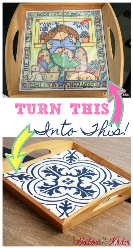 Thrift store wooden tray transformed into a beautifully stenciled farmhouse tray! #diytray #farmhousestyle #beforeandafter #diy #silhouettecameo #bestpaintontheplanetearth #dixiebellepaint #gatheredinthekitchen Thrifting Projects, Thrift Furniture, Cheap Furniture Makeover, Gaudi Mosaic, Upcycle Crafts, Diy Furniture Makeover Ideas, Thrift Store Upcycle, Diy Scrapbook Paper, Diy Stencil