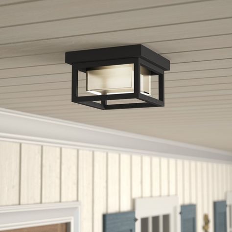 Porch Ceiling Lights, Outdoor Porch Lights, Front Door Lighting, Front Porch Lighting, Exterior Lights, Diy Outdoor Lighting, Craftsman Door, Porch Ceiling, Outdoor Flush Mounts