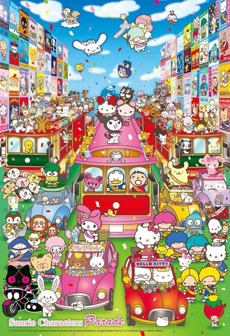 Hello Kitty And Her Friends, 헬로키티 배경화면, Sanrio Wallpapers, Hello Kitty Printables, Japanese Poster Design, My Melody Wallpaper, Hello Kitty Images, Hello Kitty Characters, Kitty Pictures