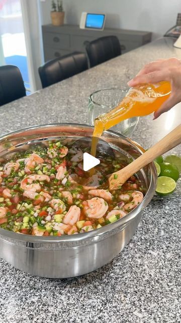 NATI 🦀🇲🇽 on Instagram: "Can I get a large shrimp cocktail with extra aguacate and a modelo negra por favor? gracias 😏🇲🇽✨ 

RECIPE: 5lbs of deveined peeled shrimp
shrimp bouillon
24 oz classic clamato
1/2 can orange soda
1/2 cup lime juice
1/2 cup shrimp juice
1/2 cup ketchup
dash of lime pepper
dash of orange pepper
dash of worcestershire sauce
dash of maggie sauce 
dash of tapatío 
dash of valentina
(the amount of dashes is to your liking)
6 persian cucumbers
4 tomatoes
1 sprig of cilantro 
2 jalapeños (deseeded)
3/4 red onion
1-2 avocados
salted crackers or tostadas 

#shrimpcocktail #cocteldecamaron #cocteldecamarones #shrimp #shrimprecipes #seafood #seafoodrecipes #vallarta #vallartasupermarkets" Tequila Marinated Shrimp, Shrimp Cocktail Recipe Mexican, Civeche Recipe Shrimp Mexican, Mexican Cocktail Shrimp, Appetizer Night, Shrimp Cocktails, Shrimp Cocktail Recipe, Mexican Ceviche, Mexican Shrimp Cocktail