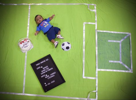 Sports themed baby photoshoot Baby Football Photoshoot, Football Baby Photoshoot, Themed Baby Photoshoot, Monthly Photoshoot, 5 Month Baby, Theme Photoshoot, Baby Photography Poses, Baby Boy Newborn Photography, Monthly Baby Pictures