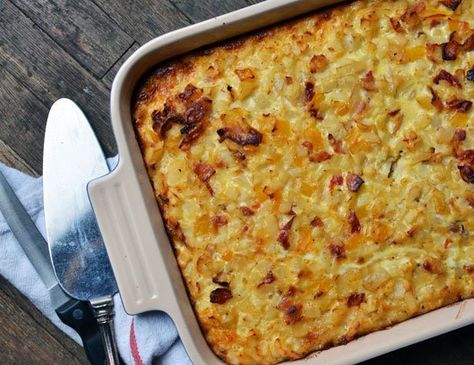 Brunch Recipe: Bacon, Potato & Egg Breakfast Casserole — Recipes from The Kitchn Potato Egg Breakfast, Breakfast Egg Casserole Recipes, Potato And Egg Breakfast, Egg Breakfast Casserole, Potato Breakfast Recipes, Breakfast Egg Casserole, Bacon Potato, Home Fries, Egg Recipes For Breakfast