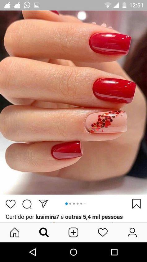 Red Gel Nails, Bright Red Nails, 2023 Nails, Nails Art Designs, Nagellack Trends, Manicure Nail Designs, Red Acrylic Nails, Glitter Gel Nails, Her Nails