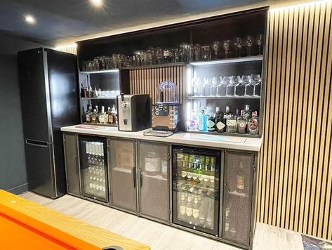 Home Bar Unit, Industrial Home Bar, Home Bar Setup, Basement Room, Home Bar Cabinet, Modern Industrial Design, Home Bar Rooms, Modern Home Bar, Bar Unit