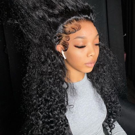 Fluffy Baby Hairs On Wig, Fluffy Edges On Wig, Fluffy Baby Hairs, Deep Wave Wig, Baby Hairs, Wave Wig, Deep Wave Hairstyles, Water Waves, Deep Wave