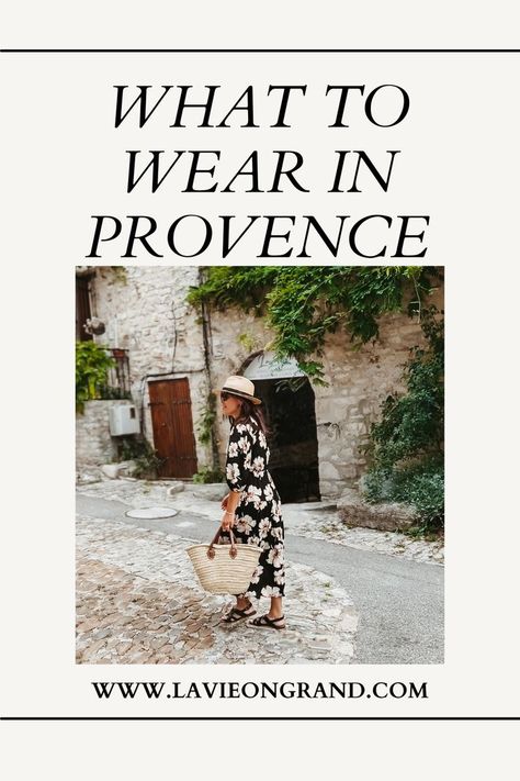 Wearing a floral dress with hat, and market bag walking in a town in Provence. Provance France, Parisian Capsule Wardrobe, French Inspired Outfits, French Wardrobe Basics, Party Dress Codes, Fashion Travel Outfit, France Outfits, French Wardrobe, Timeless Outfits