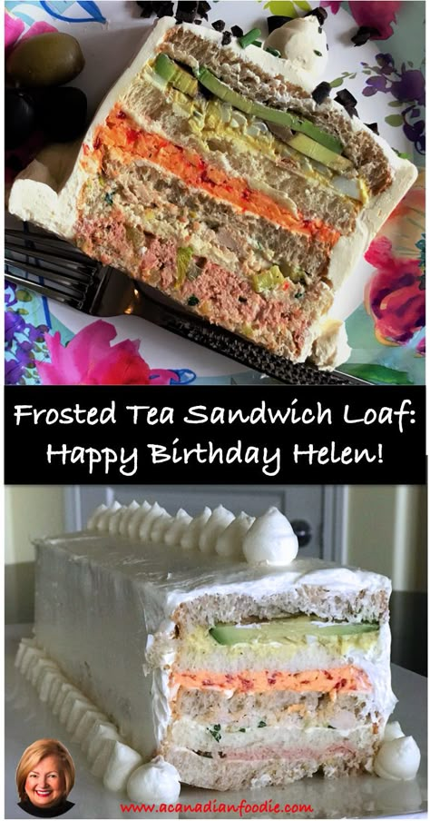 Tea Party Sandwiches Recipes, Happy 89th Birthday, Veggie Cakes, Tea Sandwich, Tea Party Sandwiches, Tea Sandwiches Recipes, Sandwich Loaf, 89th Birthday, Afternoon Tea Recipes