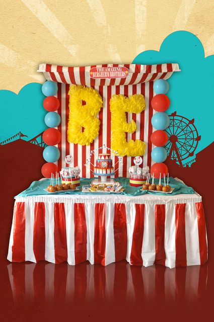 Cute carnival dessert table #carnival #circus #desserttable Carnival Dessert Table, Circus Themed Birthday Party, Carnival Birthday Party Ideas, Carnival Dream, Carnival Birthday Party, Circus Carnival Party, Clown Party, Carnival Circus, Circus Theme Party