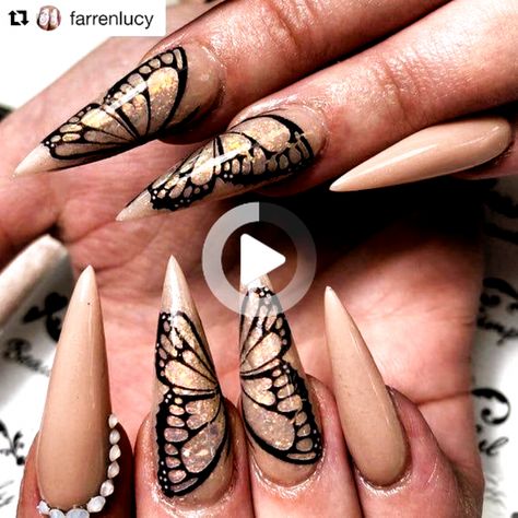 #trendynails #summernails #fall nails acrylique automne Easy Butterfly Nails, Nails Acrylic Autumn, Wings Nail Art, Space Butterfly, Extreme Nails, Butterfly Nail Designs, Nail Goals, Nail Board, Summer Acrylic