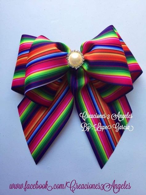 Mexican Hairstyles, Make Hair Bows, Hair Bow Tutorial, Mexican Fashion, Bow Template, Fiesta Theme, Mexican Outfit, Woven Ribbon, Make Hair