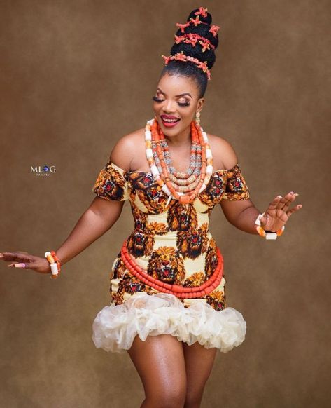 Material Styles For Ladies, Nigerian Traditional Attire, Igbo Wedding Dress, Isi Agu, Nigerian Traditional Dresses, Material Styles, Nigerian Wedding Dresses Traditional, Igbo Traditional Wedding, Igbo Bride