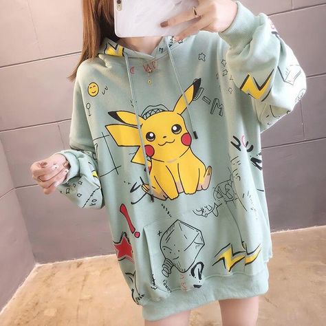 Anime Pokemon Pikachu Harajuku Hoodie Pullover Oversized Jacket SP16399 - Harajuku Kawaii Fashion Anime Clothes Fashion Store - SpreePicky Pikachu Hoodie, Harajuku Hoodie, Pokemon Shirts, Shop Hoodies, Harajuku Sweatshirt, Hooded Poncho, Pokemon Pikachu, Cheap Hoodies, Cartoon Outfits