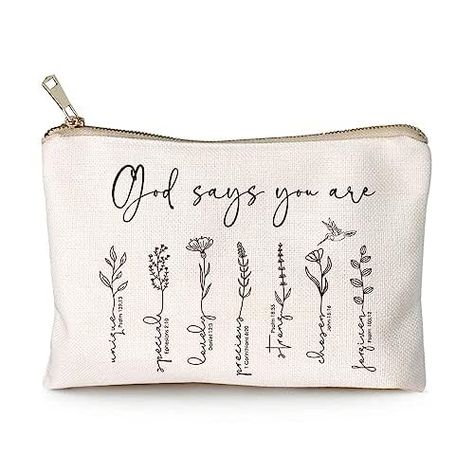 Inspirational makeup bag for anyone on the go😊 #makeupwithpurpose #makeupbaginspirational Christian Makeup, Floral Bible Verse, You Are Precious, God Says, Scripture Quotes Bible, Amazon Handmade, God Loves Me, Makeup Case, Christian Gifts