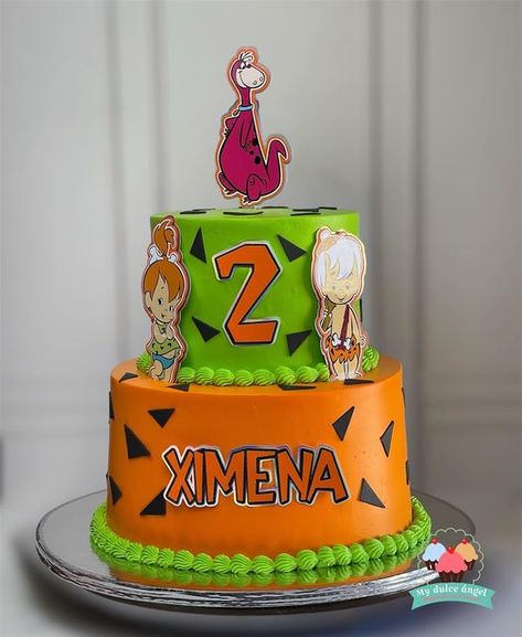 My dulce ángel on Instagram: "• Pastel  dino , pebbles  y bam bam 💚🧡  #MyDulce�ángel 🎂  #chantilly #merengueenpolvo #encoalimentos #tips #cake  #alisandoconescuadra📐  #reelsviral  #FamiliaEnco #sobrinosenco 💙  #happybirthday #wendycontreras #picapiedras #pebbles  #bambam  #dino   ✨My dulce ángel✨" Pebbles And Bam Bam Cake, 1rst Birthday, Pastel Rectangular, Pebbles And Bam Bam, Birthday Stuff, Baking Ideas, Cake Ideas, 2nd Birthday, 1st Birthday