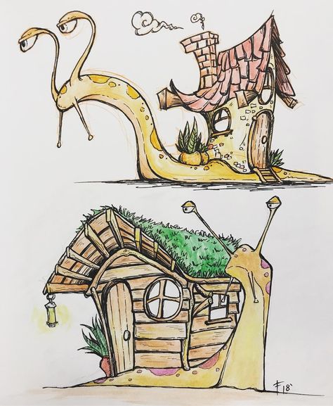 Some mobile snail homes. I’ve been practicing with watercolor and oh man are they fun and difficult. Will definitely be doing more. . . . .… Snail House Drawing, Snail Drawing, Snail House, Shell Drawing, Back Drawing, Snail Art, House Cartoon, Art Trading Cards, Art Whimsical