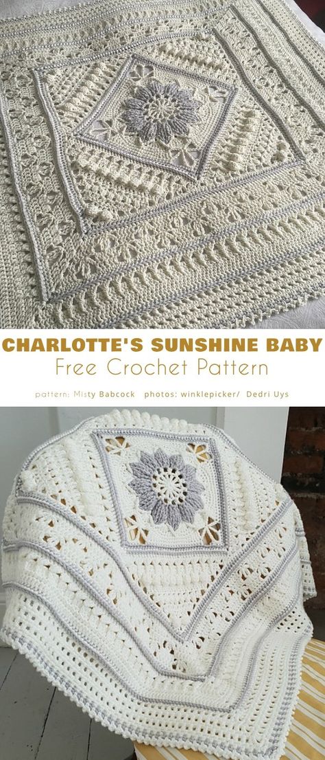 Center Flower Square Blanket Free Crochet Patterns Vintage Afghan Crochet Patterns, Crochet Bedspread Pattern Free, Crochet Bedsheets, Crochet Blanket Vintage, Modern Haken, Baby Afghan Crochet Patterns, Crochet Flower Blanket, Modern Crochet Blanket, Granny Square Crochet Patterns Free