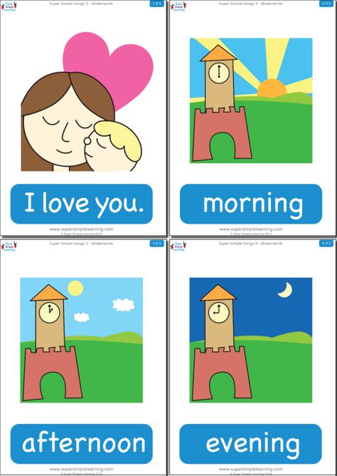 Skidamarink Flashcards - Super Simple Community Helpers Matching Game, Songs For Preschool, Kindergarten Esl, Esl English, Classroom Songs, Cycling For Beginners, Nursery Songs, Super Simple Songs, Spanish Lessons For Kids