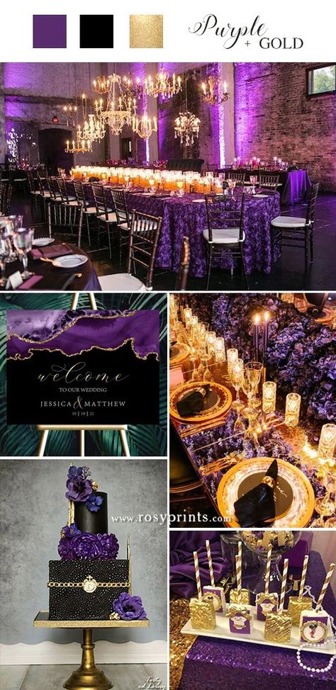 10 Elegant Purple and Gold Wedding Colors and Invitations – Rosy Prints Gold And Purple Wedding Theme, Light Purple And Gold Wedding, Purple Gold And White Wedding, Black Purple And Gold Wedding, Rose Gold And Purple Wedding, Dark Purple And Gold Wedding, Lilac And Gold Wedding, Black And Purple Wedding Theme, Purple And Gold Wedding Theme