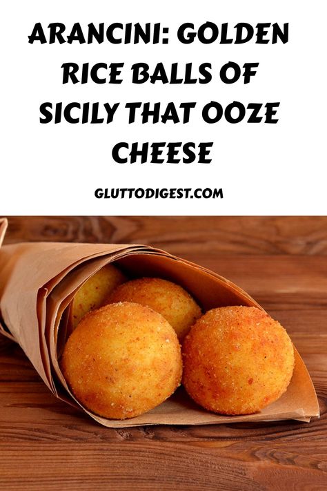 Arancini are crispy golden rice balls that originated from Sicily. Find out where to get these tasty snacks and how to make them yourself! Parmesan Spaghetti, Golden Rice, Italian Rice, Savory Rice, Tasty Snacks, Rice Balls, Sushi Rice, Chopped Salad, Fresh Mozzarella