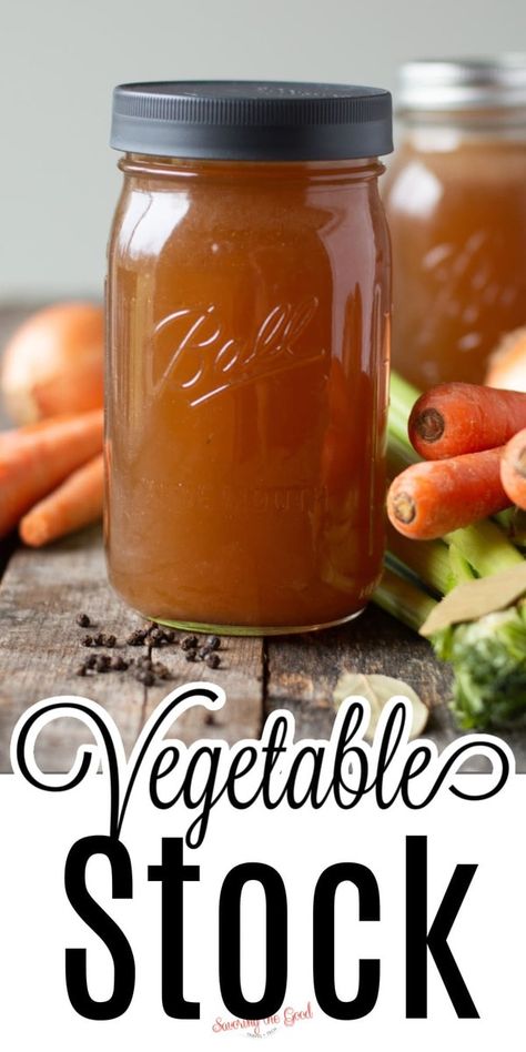 How To Make Homemade Vegetable Stock Recipe From Kitchen Scraps How To Freeze Celery, Vegetable Stock Recipe, Homemade Vegetable Stock, Carbs In Vegetables, Recipes With Vegetable Broth, Chicken Noodle Soup Recipe Homemade, Carrots And Celery, Pressure Canning Recipes, Stock Recipes