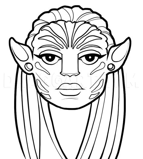 How To Draw Neytiri Easy, Step by Step, Drawing Guide, by Dawn | dragoart.com Neytiri Drawing Easy, Avatar Drawing Sketches Easy, Avatar Drawings Pandora Easy, How To Draw Avatar Characters, Avatar Easy Drawing, How To Draw Avatar, Avatar Drawing Easy, Animals Outline, Flower Making With Paper