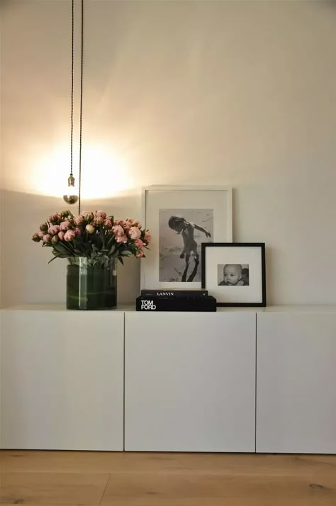 Simple IKEA Besta storage unit Björköviken Ikea Hack, Ikea Floating Cabinet, How To Style A Sideboard, Ikea Besta Hacks, Ikea Hack Besta, Ikea Buffet, Besta Hacks, Ikea Besta Storage, Ikea Tv Unit