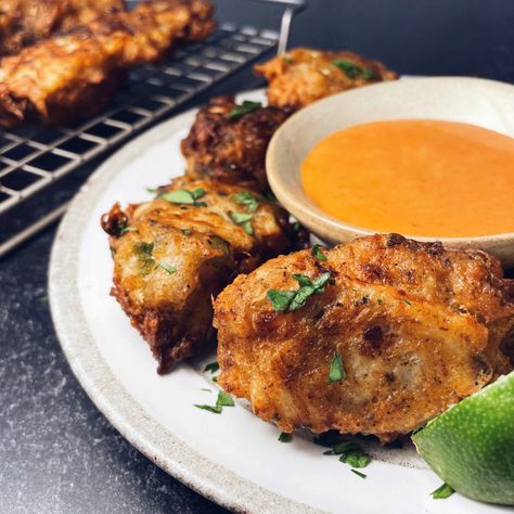 Vegan Caribbean Conch Fritters - Faraway Kitchen Conch Fritters Recipe, Vegan Seafood, Bahamian Food, Conch Fritters, Spicy Ketchup, Vegan Soul Food, Bahama Breeze, Mayo Sauce, Fritters Recipe