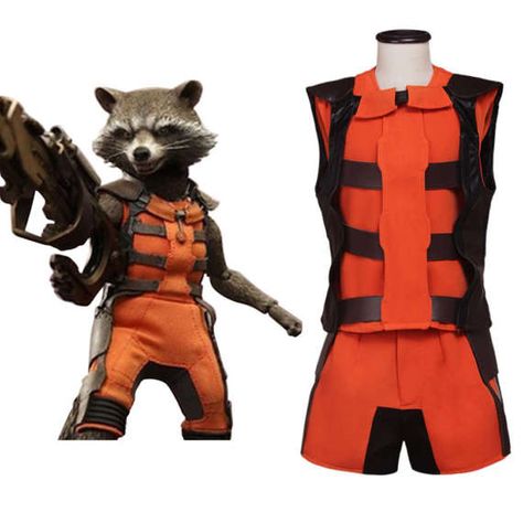 Guardians of the Galaxy Rocket Raccoon Orange Outfit Cosplay Groot And Rocket Costume, Rocket Raccoon Orange Suit, Guardians Of The Galaxy Cosplay, Rocket Raccoon Costume, Rocket Raccoon Cosplay, Rocket Cosplay Marvel, Rocket Costume, Raccoon Costume, Cosplay Store