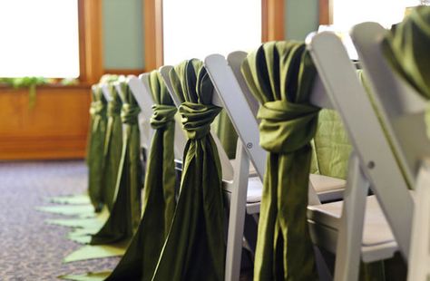 Love the knot design on the white garden chairs Reception Chair Decorations, Wedding Reception Chairs, White Folding Chairs, Tie Ideas, Auckland Wedding, Chair Bows, Chair Ties, Chair Sash, Wedding Chair Decorations