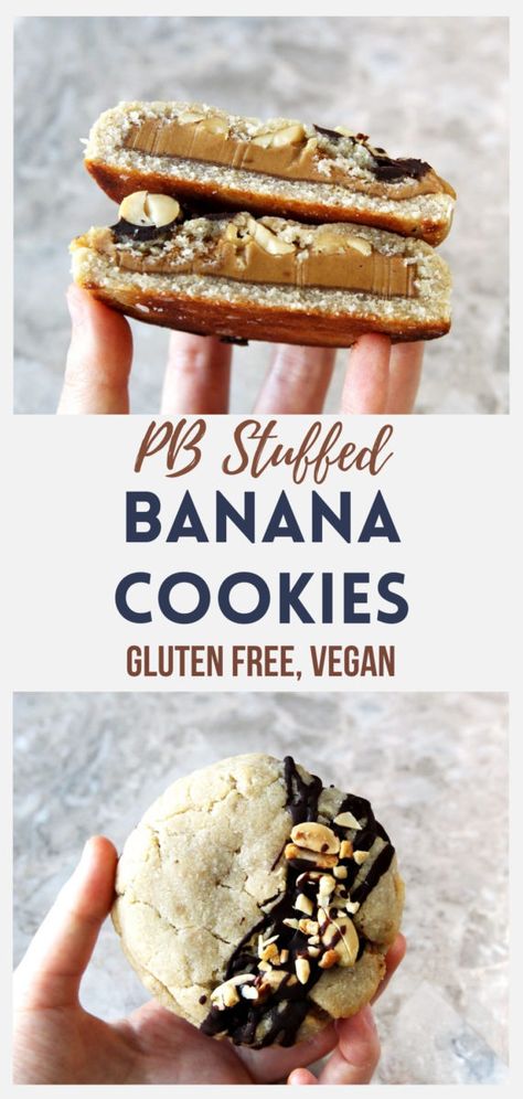 Banana Cookies Vegan, Banana Peanut Butter, Almond Flour Cookies, Cookies Vegan, Banana Cookies, Peanut Butter And Chocolate, Desserts Vegan, Best Gluten Free Recipes, Peanut Butter Filling