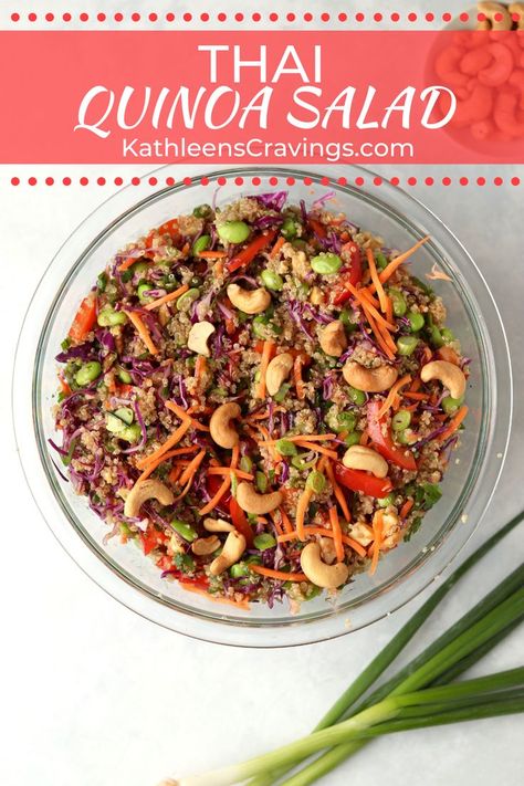 Thai Quinoa Salad, Apple Cranberry Salad, Thai Crunch Salad, Thai Quinoa, Fall Harvest Salad, Apple Cider Vinaigrette, Vegan Quinoa Salad, Plant Based Recipe, Cider Vinaigrette