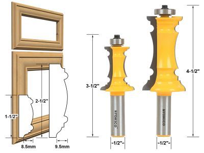 Définit Door & Window :: :: Porte Cabinet Cabinet porte en onglet :: Portes & Molding tiroir 2 Bit Router Bit Set 1/2 "Shank - Yonico 16266 Cabinet Door Router Bits, Raised Panel Cabinet Doors, Raised Panel Cabinet, Window Cabinet, Woodworking Router Bits, Panel Cabinet Doors, Flush Trim Router Bit, Router Projects, Frame Molding