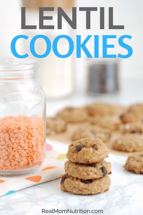 Lentil Cookies made with wholesome ingredients. The perfect way to get your kid familiar and comfortable with lentils! Lentil Dessert, Lentil Cookies, Red Lentil Recipes, High Protein Desserts, Healthy Cookie Recipes, Protein Desserts, Real Mom, Lentil Recipes, Red Lentil