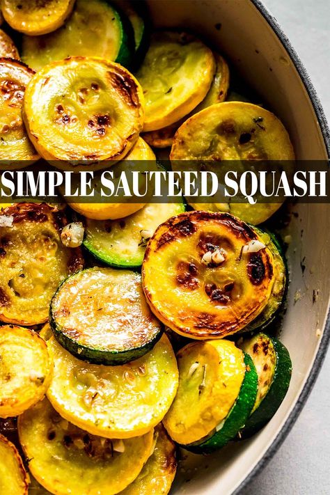 Sauteed Zucchini & Squash. It’s a simple side dish that showcases sliced & seared summer squash and savory Italian flavors. // recipes