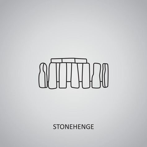 Stonehenge Tattoo, Stone Henges, Illustration Simple, Grey Background, Stonehenge, Line Icon, Gray Background, The North Face Logo, Retail Logos