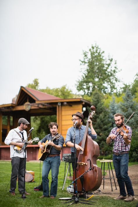 Bluegrass Wedding, Bridesmaids In Boots, Bluegrass Poster, Telluride Bluegrass Festival, Bohemian Attire, Bluegrass Music Art, Bluegrass Band Photoshoot, Planet Bluegrass Wedding Colorado, Woodstock Wedding